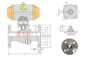氣動(dòng)法蘭球閥結構圖