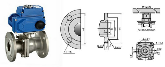 電動(dòng)法蘭球閥結構圖