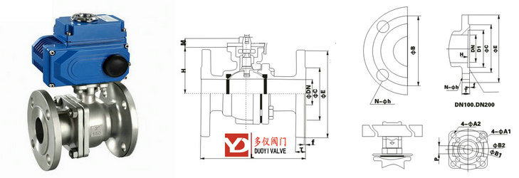 電動(dòng)高平臺球閥結構圖