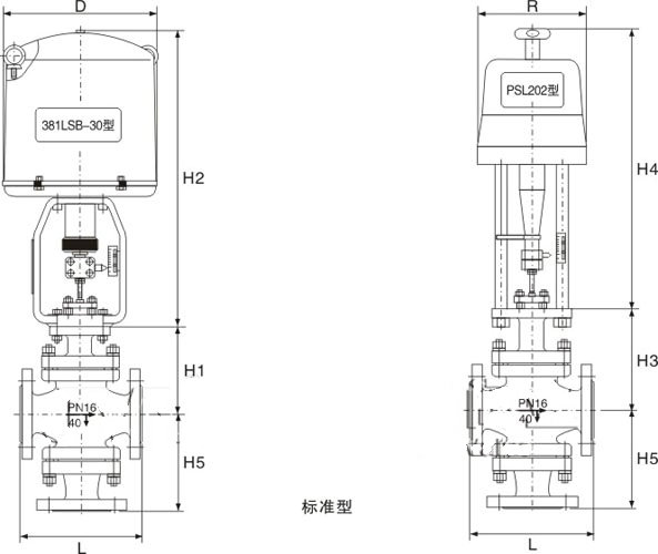 電動(dòng)三調節閥尺寸圖