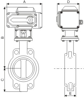 對夾式電動(dòng)蝶閥結構