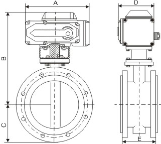法蘭式電動(dòng)蝶閥結構