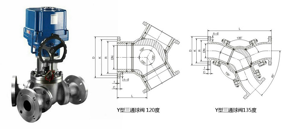 電動(dòng)Y型三通球閥結構圖